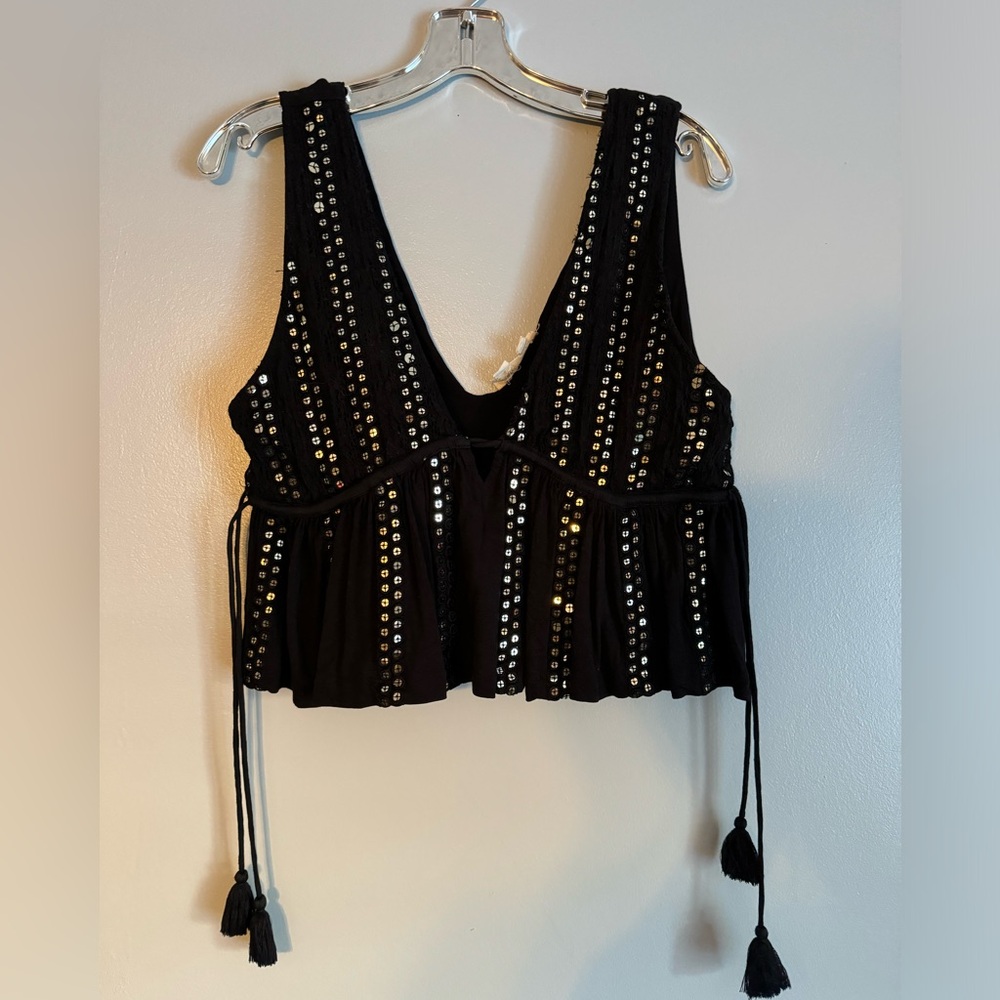 Black Sequin Top Anthropologie